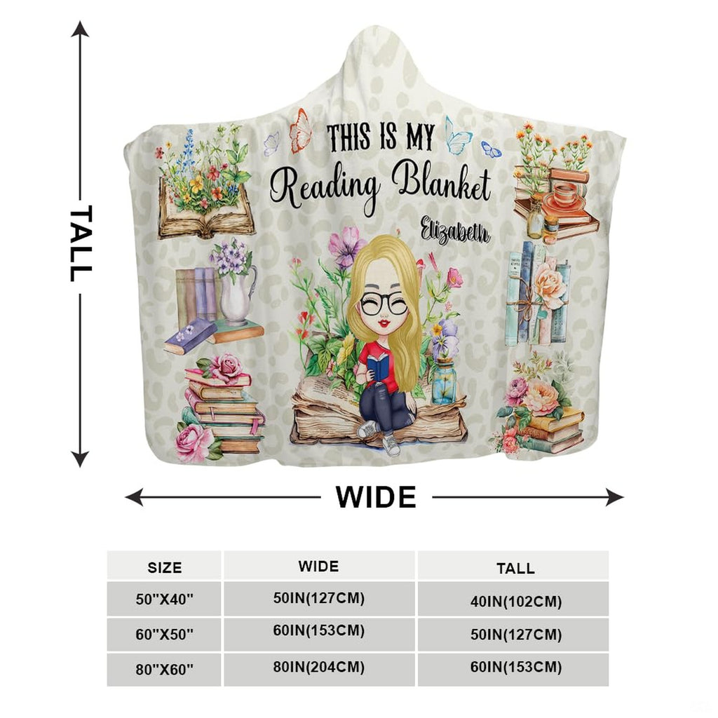 Dimension guide diagram displaying size proportions for the chibi reader blanket.