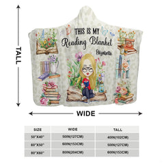 Dimension guide diagram displaying size proportions for the chibi reader blanket.