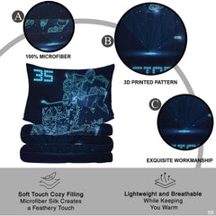 Modern room styling featuring a glowing futuristic hockey themed bed set.