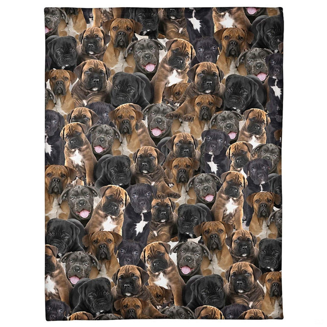 Cane Corso puppy dog breed blanket featuring an all-over photo collage pattern.