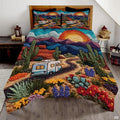 Personalized Colorful Desert RV Sunset Scene Quilt Sets
