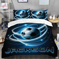 Custom Glowing Soccer Ball Trails Comforter Set, Machine Washable