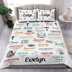 Christian Bedding Set – Inspirational Bible Verse Comforter – Religious Bedding for Women, Faith Gift for Mom, Daughter, Sister, Birthday & Religious Gifts (God Says I am #3)