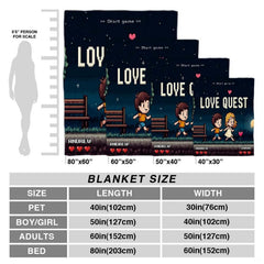 Nighttime bedroom decor featuring 8-bit pixel art bedding set with retro adventure motif.