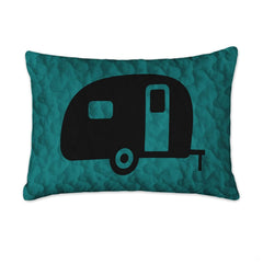thematic accent-themed bedding set displaying motorhome illustrations, pine silhouettes, and doodle stars.