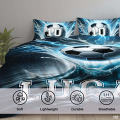 Custom Soccer Ball with Lightning Splash Comforter Set