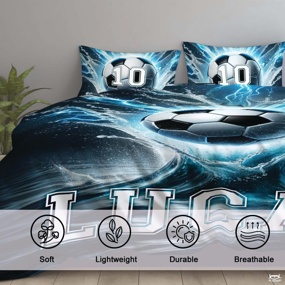 Custom Soccer Ball with Lightning Splash Comforter Set