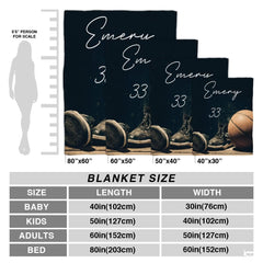 Personalized Basketball Next To Athletic Shoes Blanket with Name and Number