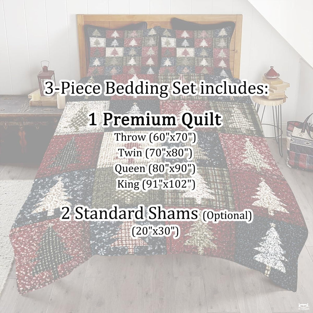 Christmas Bedding Quilt – Soft Microfiber Holiday Bedspread, Lightweight Winter Bedding, Cozy Xmas Quilts for Couch, Bedroom & Seasonal Home Decorations (Christmas Quilt-DS01)