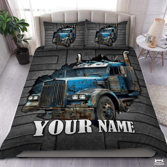 Custom Trucking Semi Truck Breaking Through Stone Wall Vintage Comforter