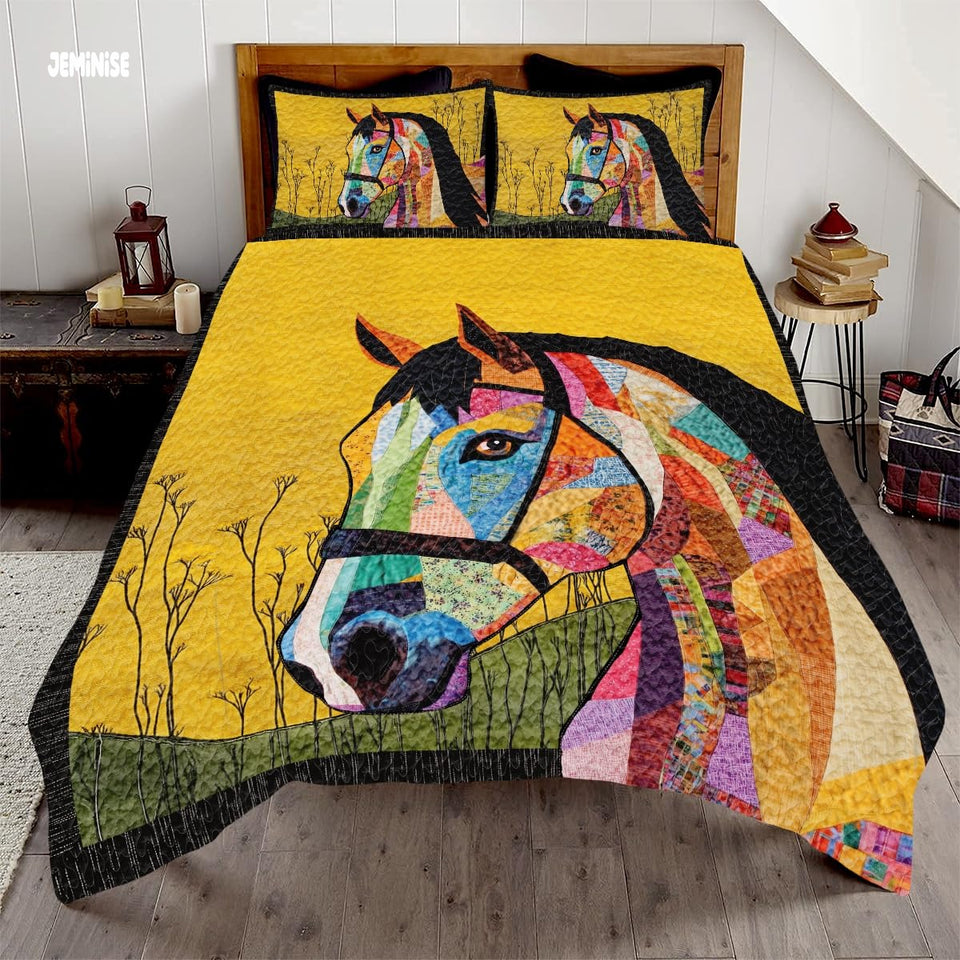 Jeminise Cat Farmhouse Quilt Set, Cozy Animal Bedding