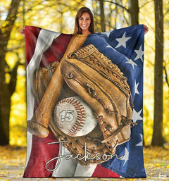 Custom Name Catcher Batter Baseball Baseball Throw, Baseball Blanket Gift Baseball Bedding Gift for Adult, Christmas New Years Gift for Baseball Player, Pitcher Gift (Baseball Design 13)
