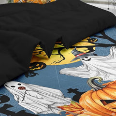 Pamnest Twin Halloween Comforter Set with Sheets, 5 Pieces Ghost Bedding