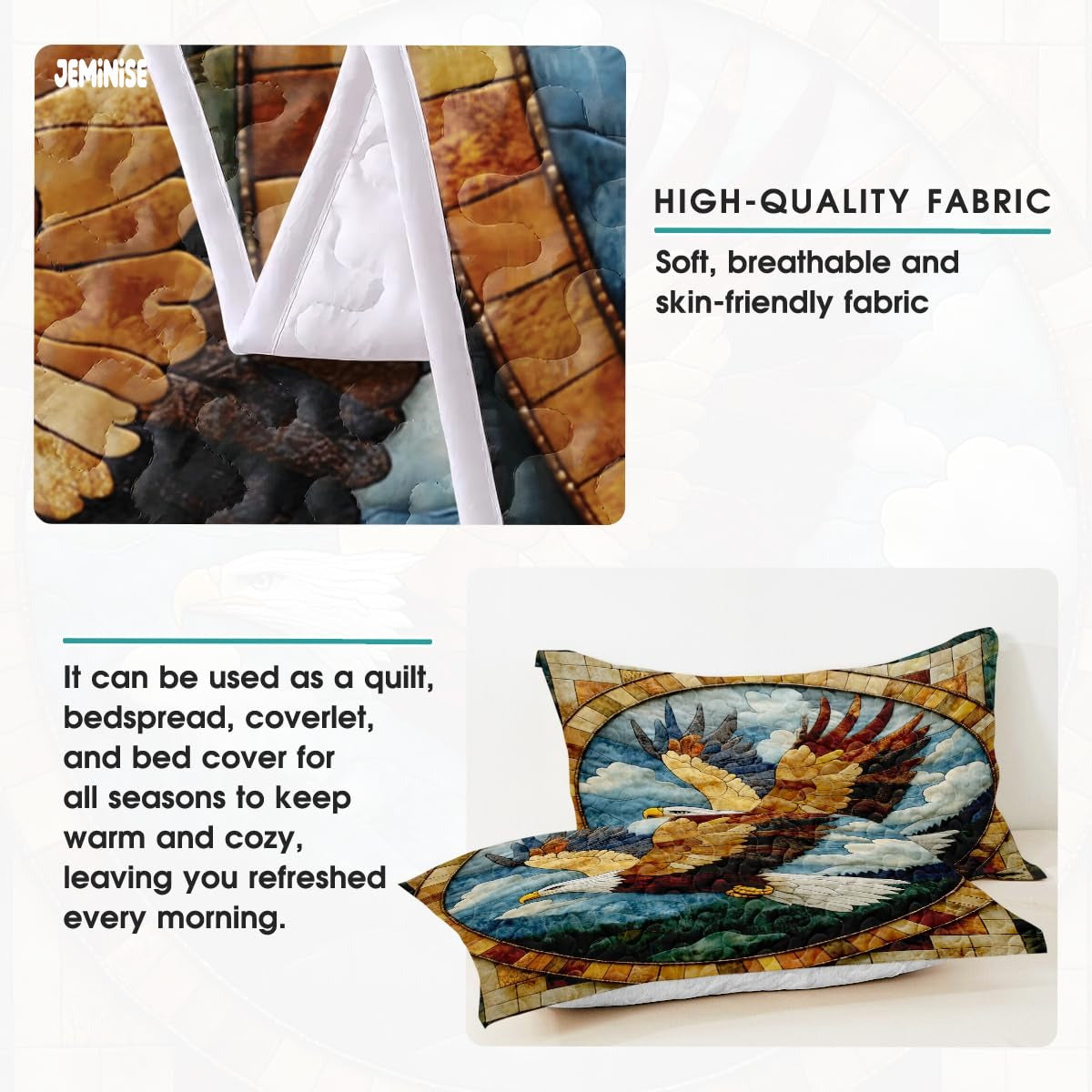 Jeminise Cat Farmhouse Quilt Set, Cozy Animal Bedding