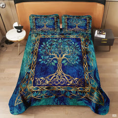 Personalized Yggdrasil Vibrant Gold Quilt Sets, Machine Washable