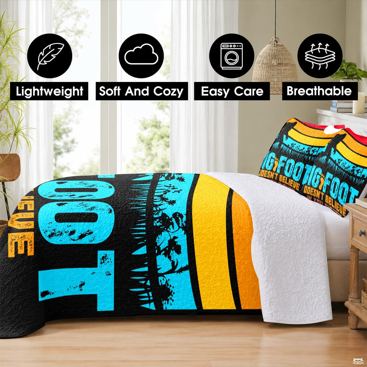 Striped bedding set single layout styled with thematic accent cabin bedroom decor