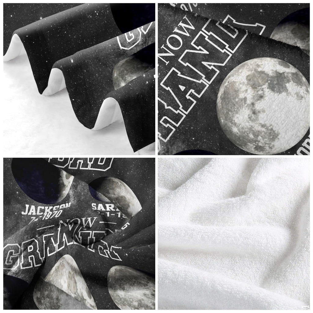 First dad now grandpa moon phase celestial blanket showing lunar discs on starry cosmos view 6
