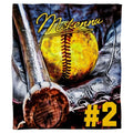 Softball player gift ideas graphic showing wooden bat, glove, and bright yellow ball.