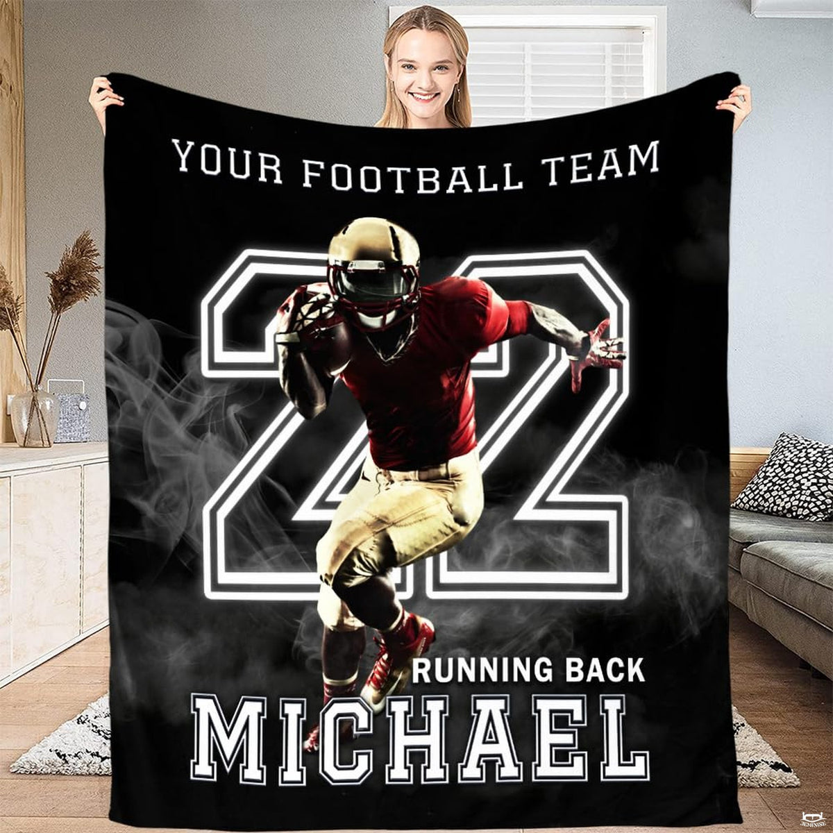 Alternative perspective of sprinting athlete varsity graphic blanket