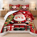 Festive Santa Claus bedding set featuring a charming holiday illustration with wrapped gift boxes and a Christmas tree.