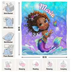 Enchanting kids mermaid bedroom design featuring cheerful cartoon mermaid girl under glowing water bubbles.