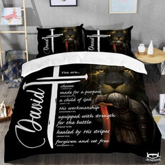 Christian Bedding Set – Inspirational Bible Verse Comforter – Religious Bedding for Women, Faith Gift for Mom, Daughter, Sister, Birthday & Religious Gifts (Christian Knight Templar)