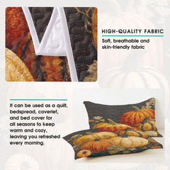 Artistic detail of creamy white gourd, foliage, and rustic pumpkin illustrations.
