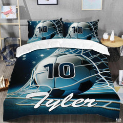 Custom Soccer Player Goal Comforter Set, Machine Washable - Design 8