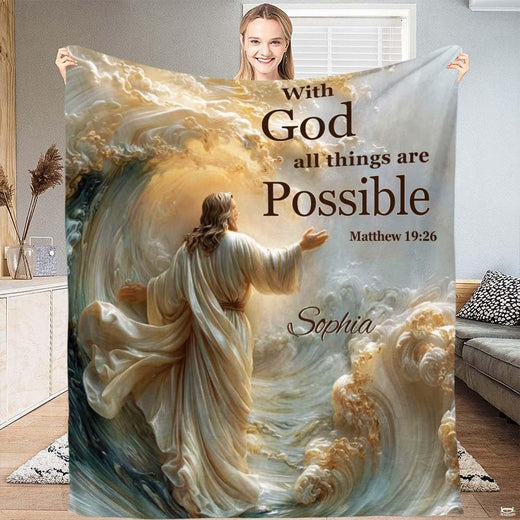 Jesus walking water painting showcasing radiant golden light and turquoise sea waves in peaceful bedroom decor.