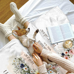 Wildflower floral cross god says I am scripture blanket showing botanical cross view 7