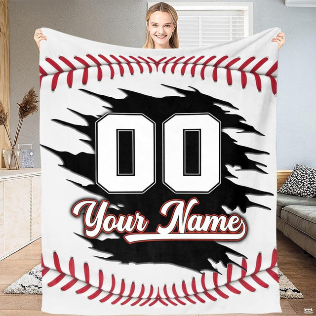 Ripped baseball design with crimson lacing and varsity numerals, view 2.