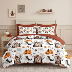 Pamnest Twin Halloween Comforter Set with Sheets, 5 Pieces Mystic Bedding