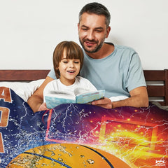 Personalized Basketball Fire and Water Splash Blanket with Name and Number