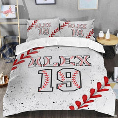 Custom Baseball Bedding Set, Baseball Bedding Twin Full Queen King, Sports Comforter Sets for Boys Ultra-Soft & Light Printed Bedspread