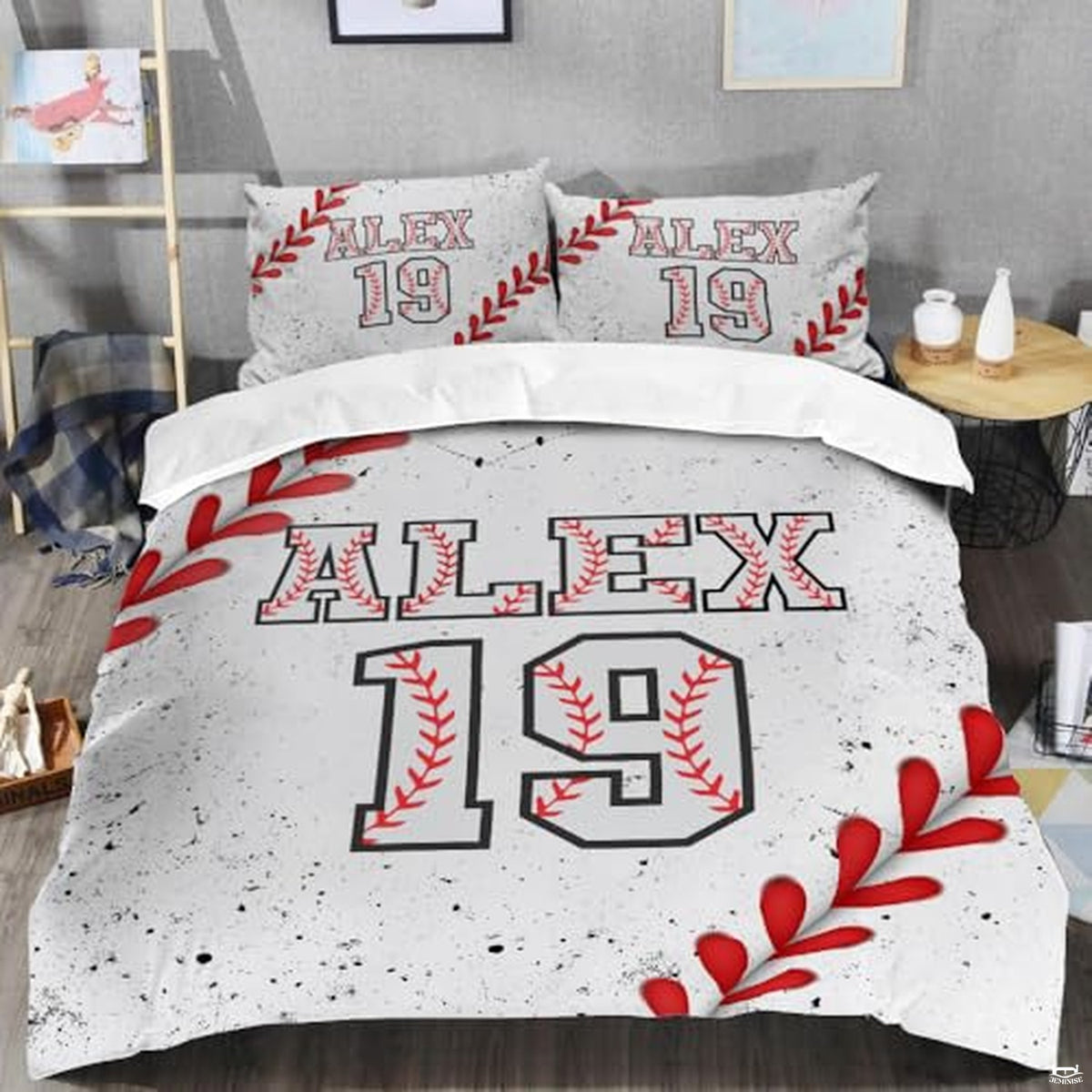 Custom Baseball Bedding Set, Baseball Bedding Twin Full Queen King, Sports Comforter Sets for Boys Ultra-Soft & Light Printed Bedspread