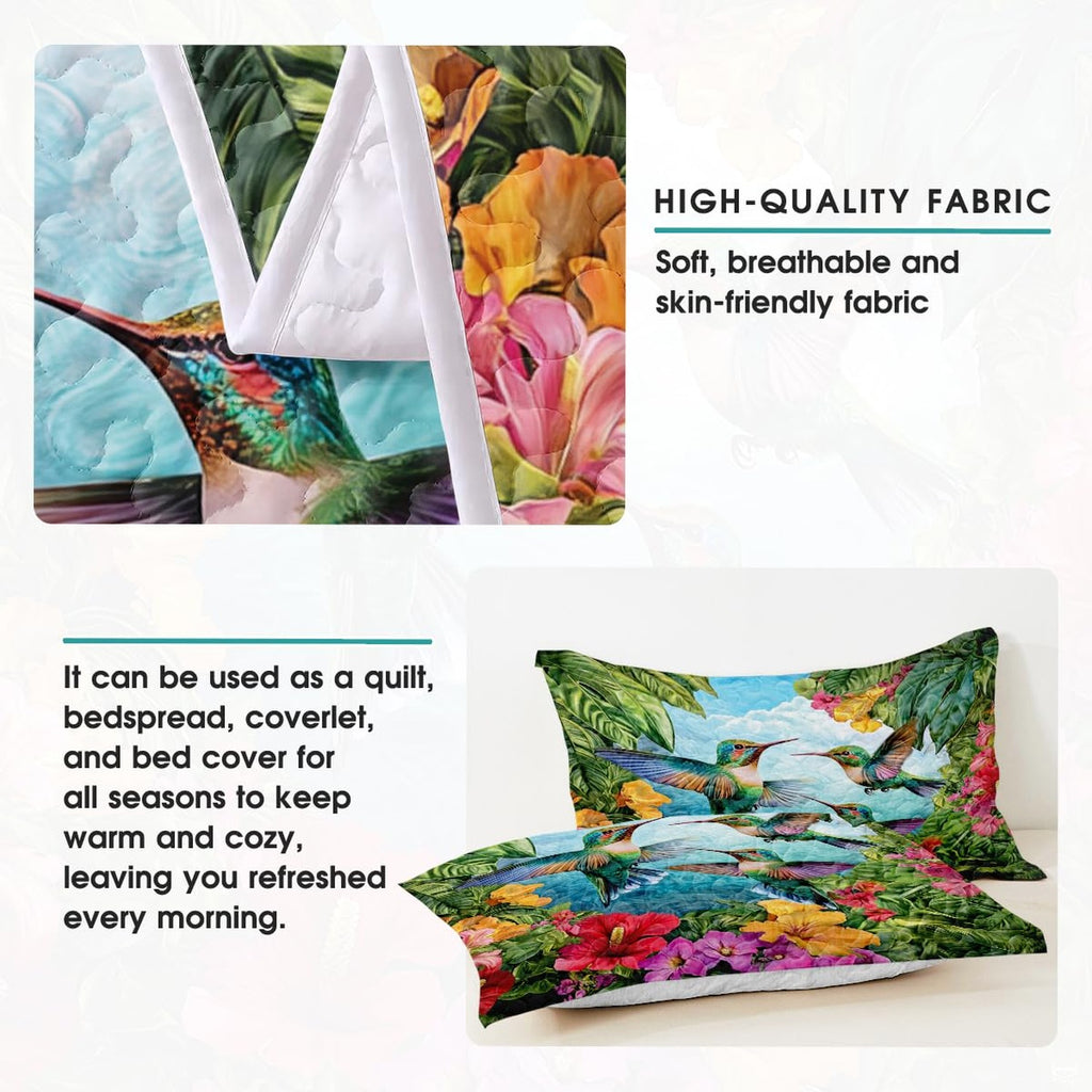 Tropical hummingbird bedding detail infographic