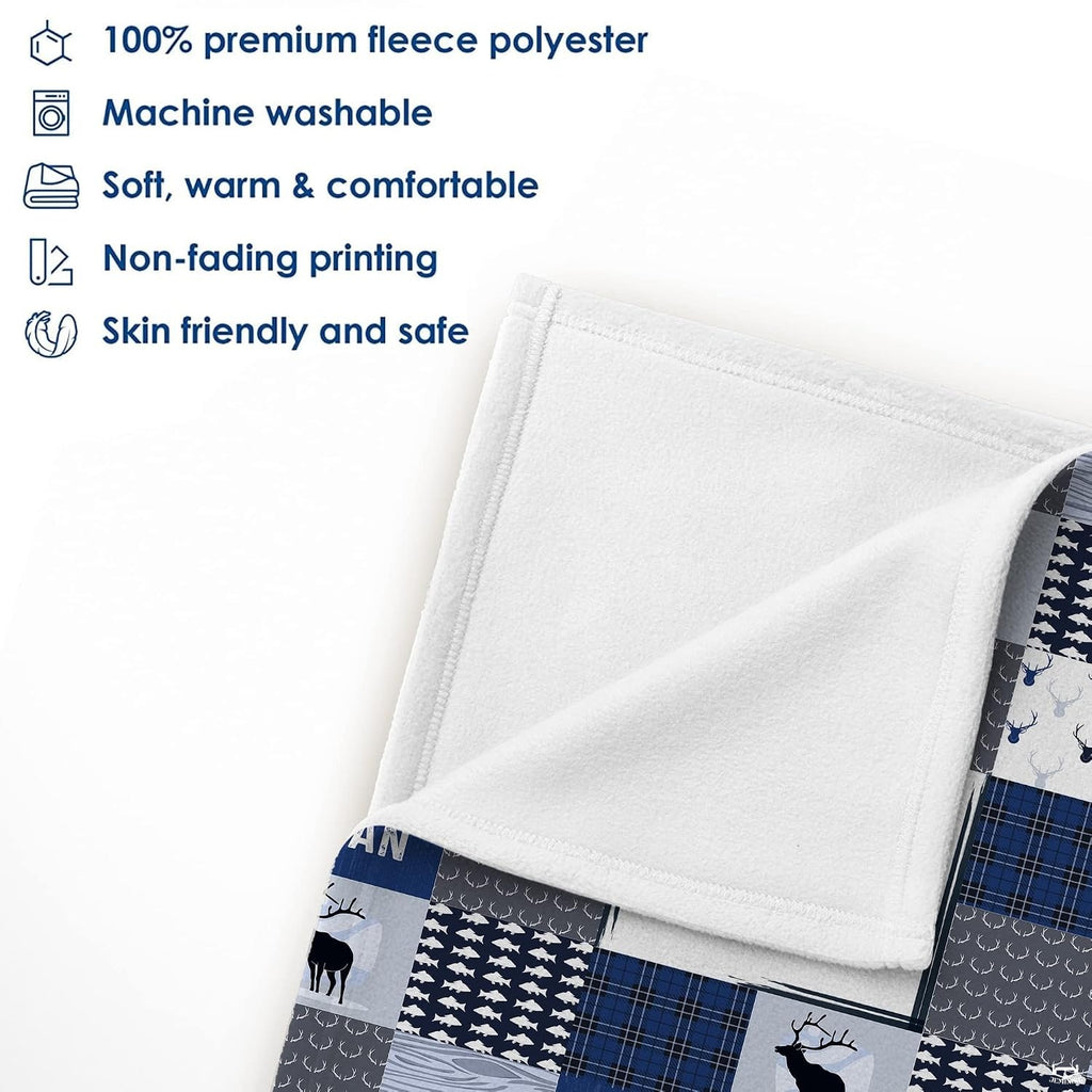 Baby blanket neatly folded inside modern nursery crib displaying plush fleece texture