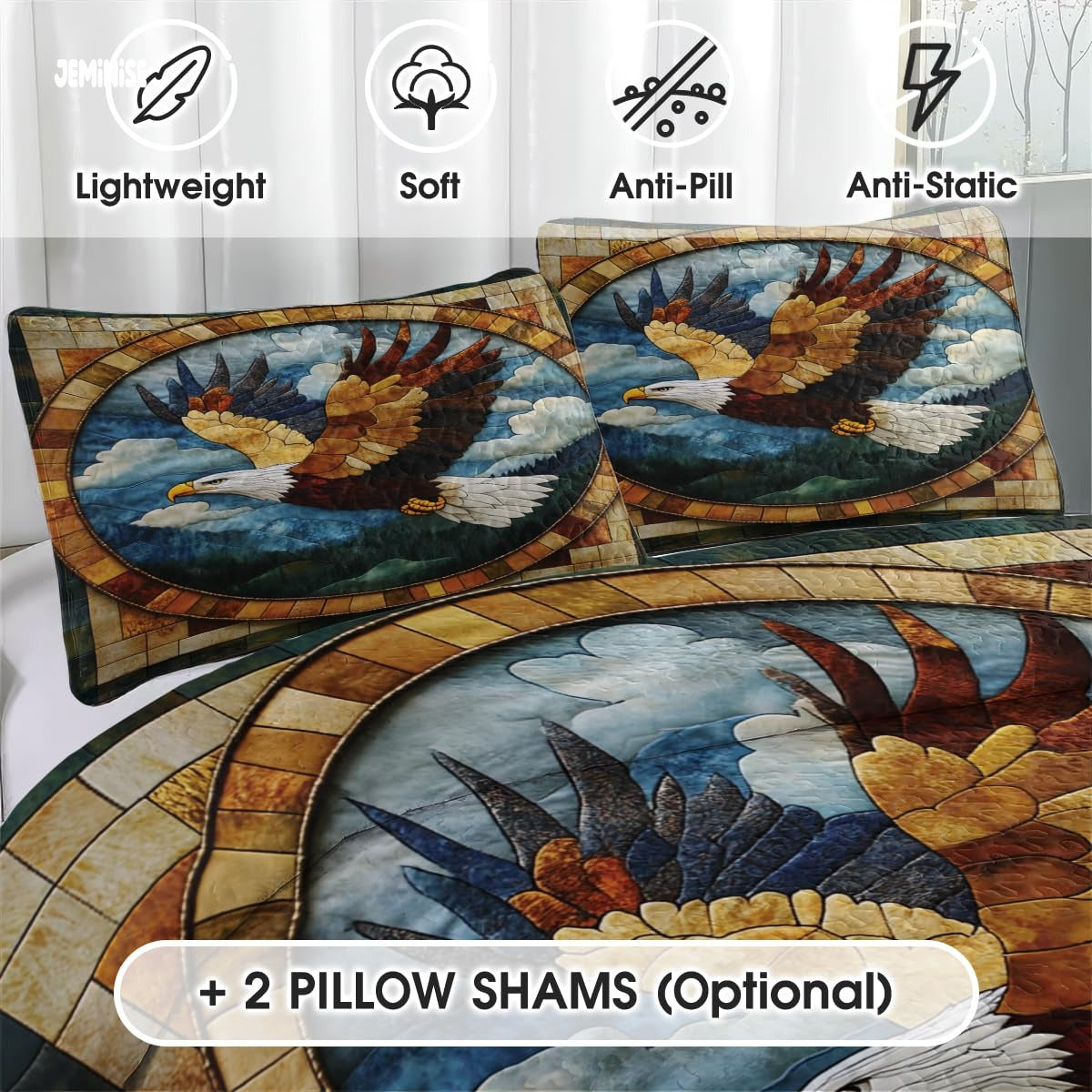 Jeminise Cat Farmhouse Quilt Set, Cozy Animal Bedding