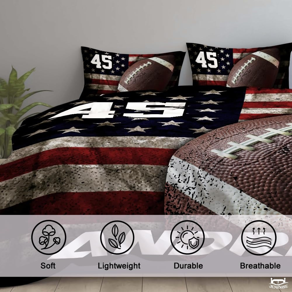 Football over flag comforter feature icons