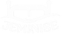 White embroidered patch featuring a stylized bed outline above the word 'JEMINISE' in a bold serif font, shown on a plain white background.